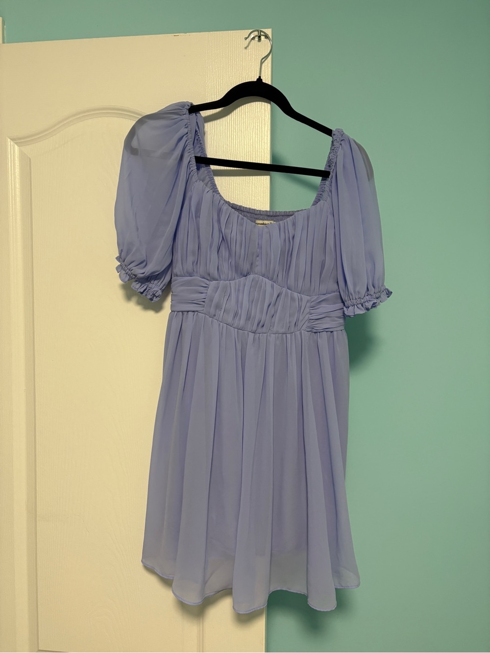 Abercrombie & Fitch Lavender Puff-Sleeve Chiffon Tunic Dress